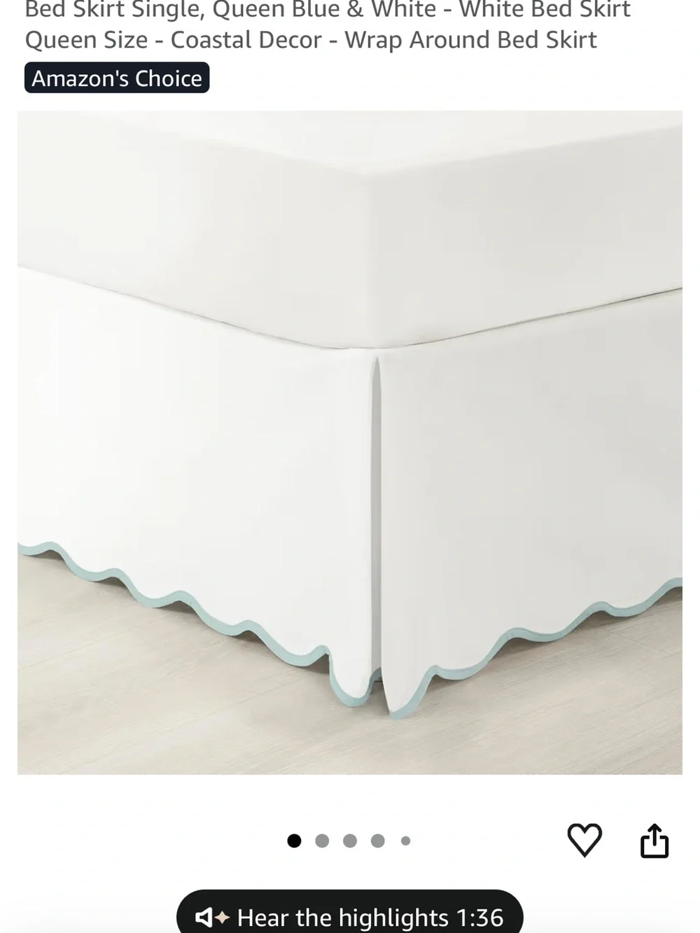 Lush White Scalloped Bedskirt with Tag